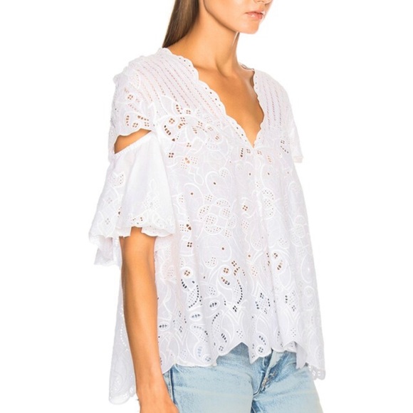 JONATHAN SIMKHAI V-Neck Scallop Cutout Embroidery Top - Picture 7 of 16